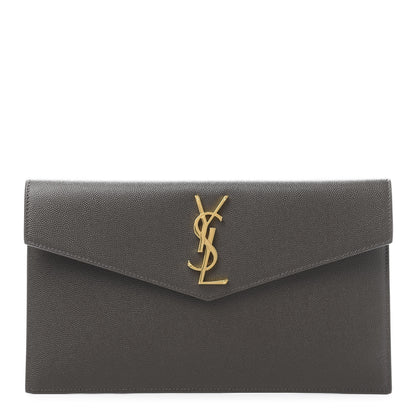 Saint Laurent Grain De Poudre Uptown Pouch Pebble 1 of 10