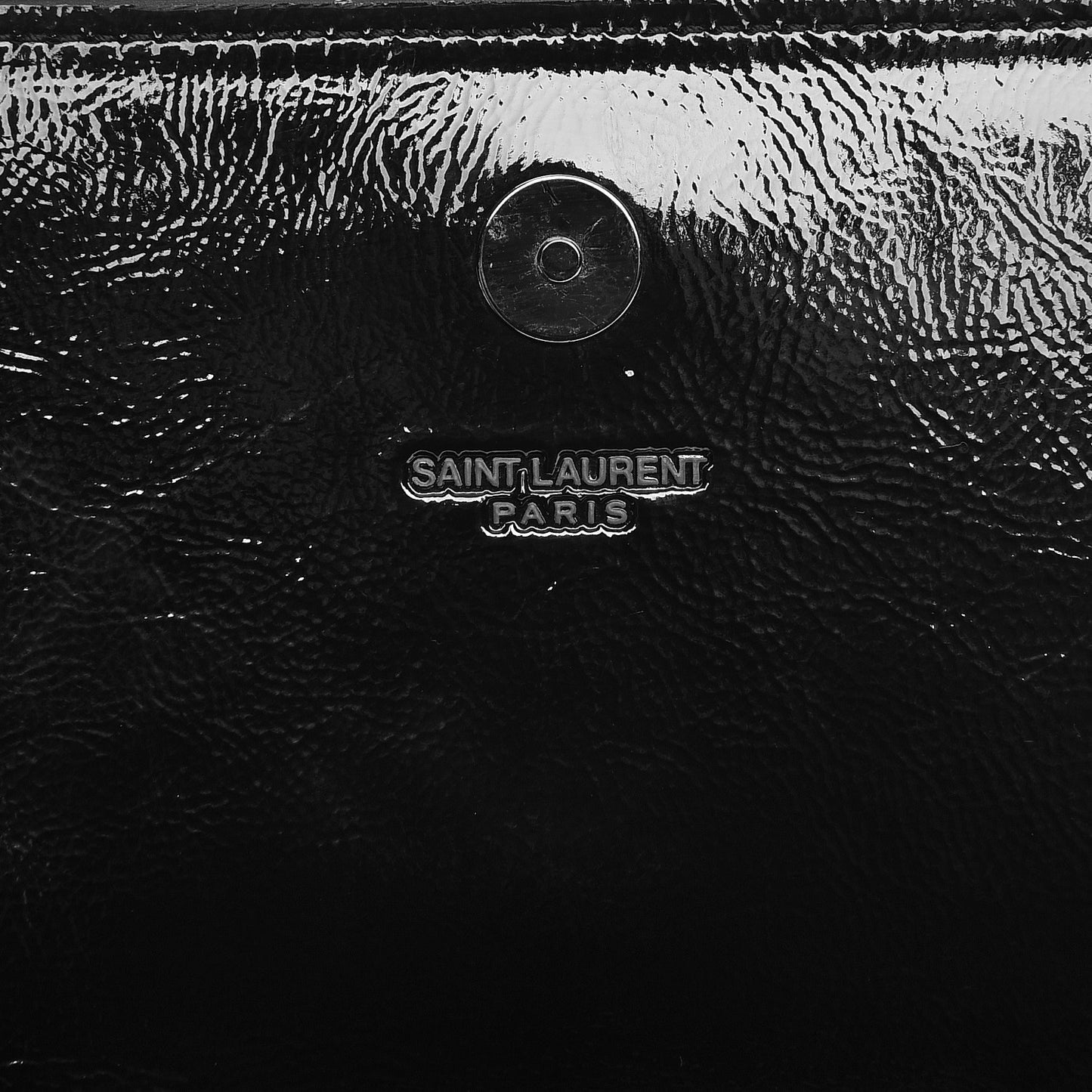 Textured Patent Classic Monogram Clutch Black