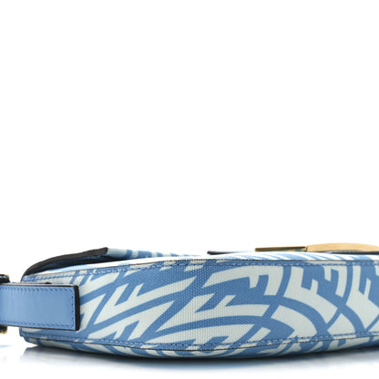 Fendi X SARAH COLEMAN Glazed Canvas Vitello King FF Vertigo Baguette 1997 Cyber Blue White 9 of 10
