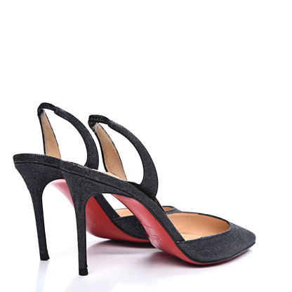 Christian Louboutin Glitter Ever 85 Slingback Pumps 36 Silver 4 of 10