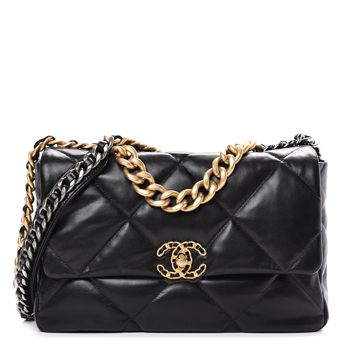 Chanel Goatskin Quilted Large 19 Flap Black 1 of 10