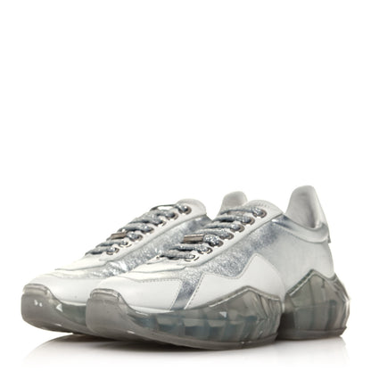 Jimmy Choo Metallic Calfskin Womens Diamond F Low Top Sneaker 36.5 White Silver 3 of 10
