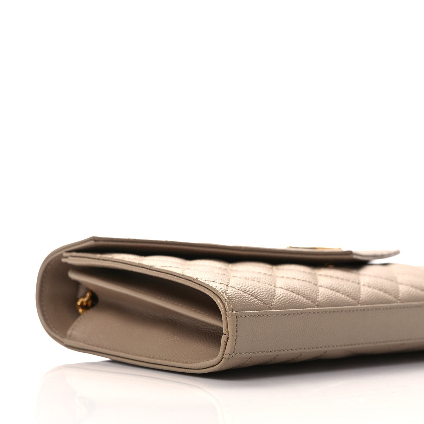 Grain De Poudre Mixed Matelasse Triquilt Monogram Chain Wallet Dark Beige