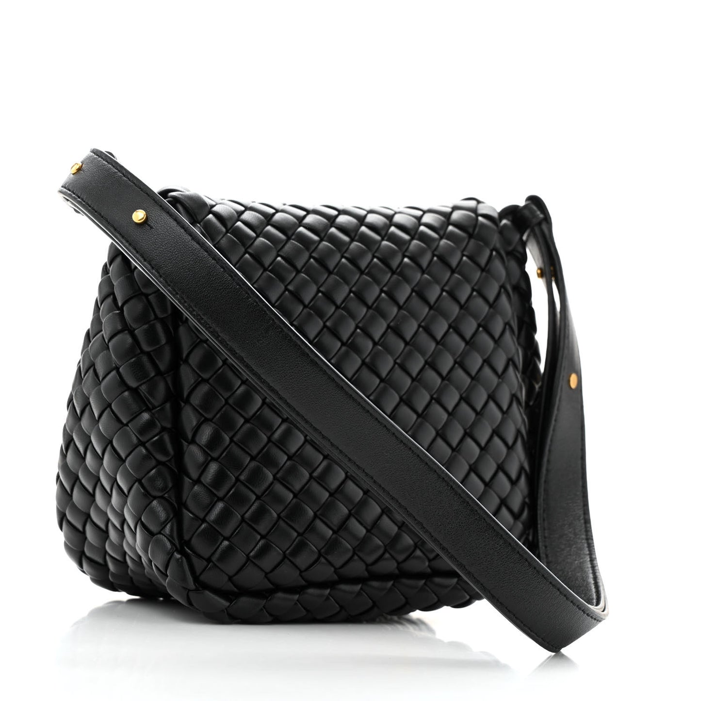 Nappa Intrecciato Mini Cobble Shoulder Bag Black