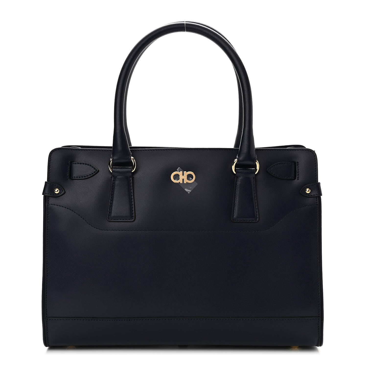 Salvatore Ferragamo Calfskin Briana Tote Navy 1 of 9