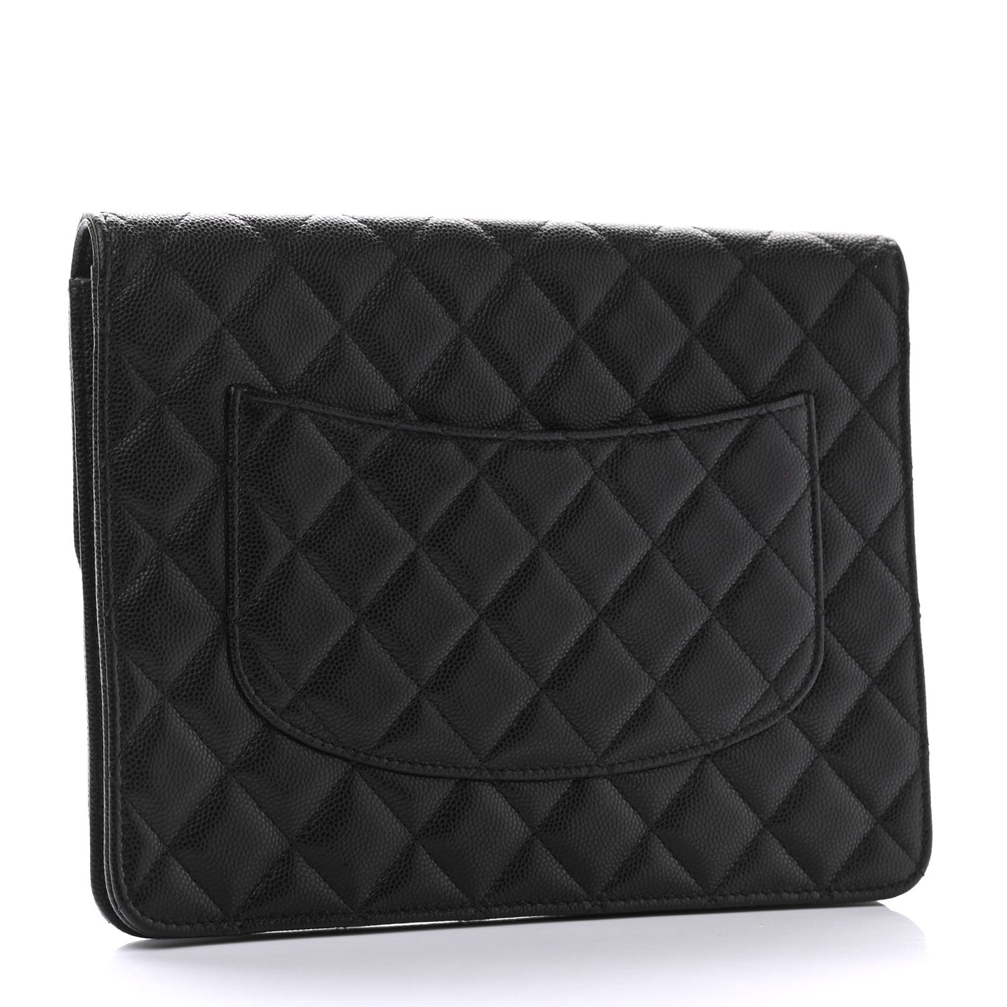 Caviar Quilted Square Flap Clutch Black