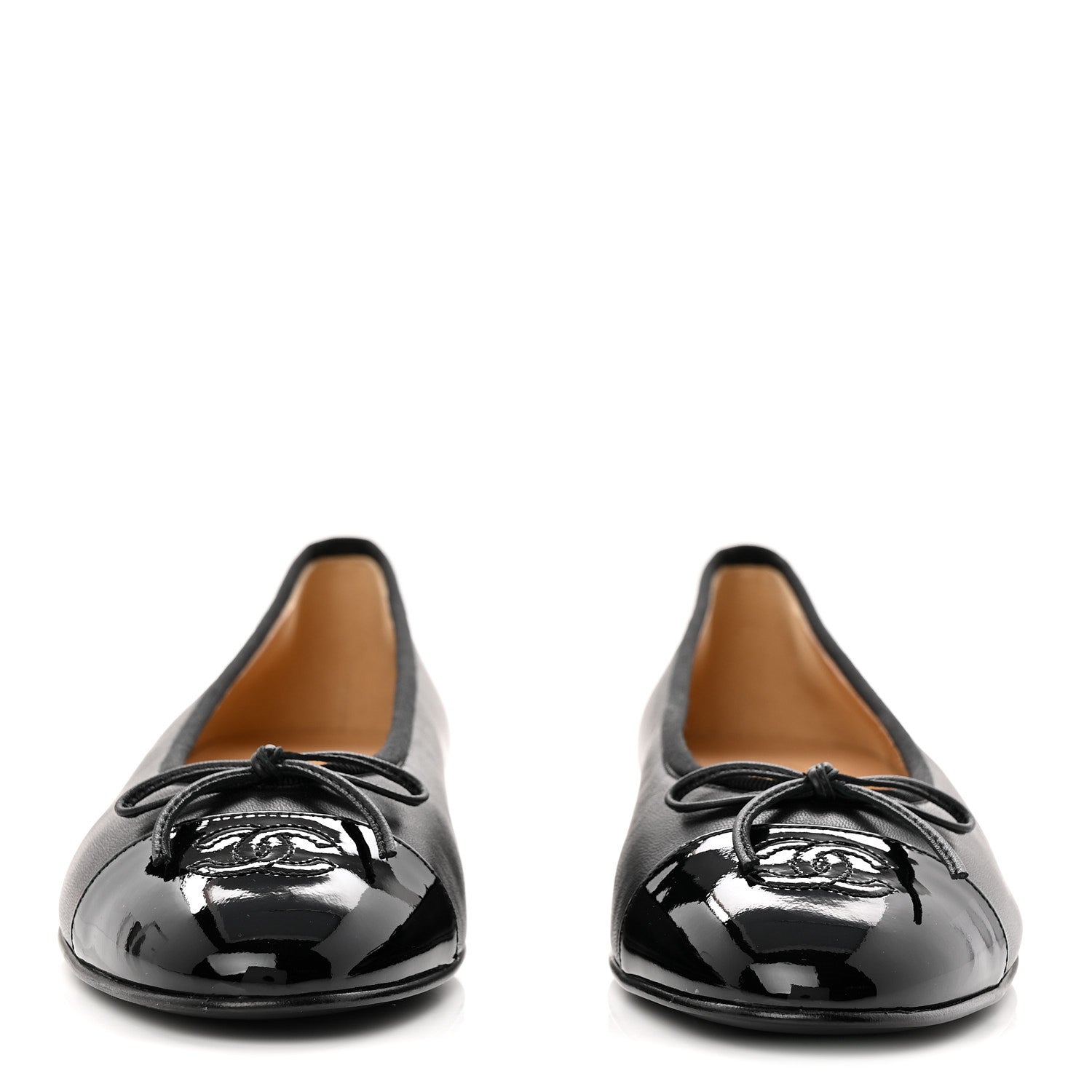 Chanel Lambskin Patent Cap Toe Ballerina Flats 40 Black 2 of 10