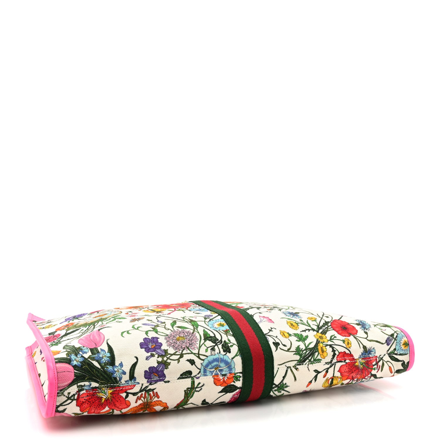 Gucci Canvas Flora Large Rajah Chain Tote White Multicolor Fuxia Fluo 5 of 15