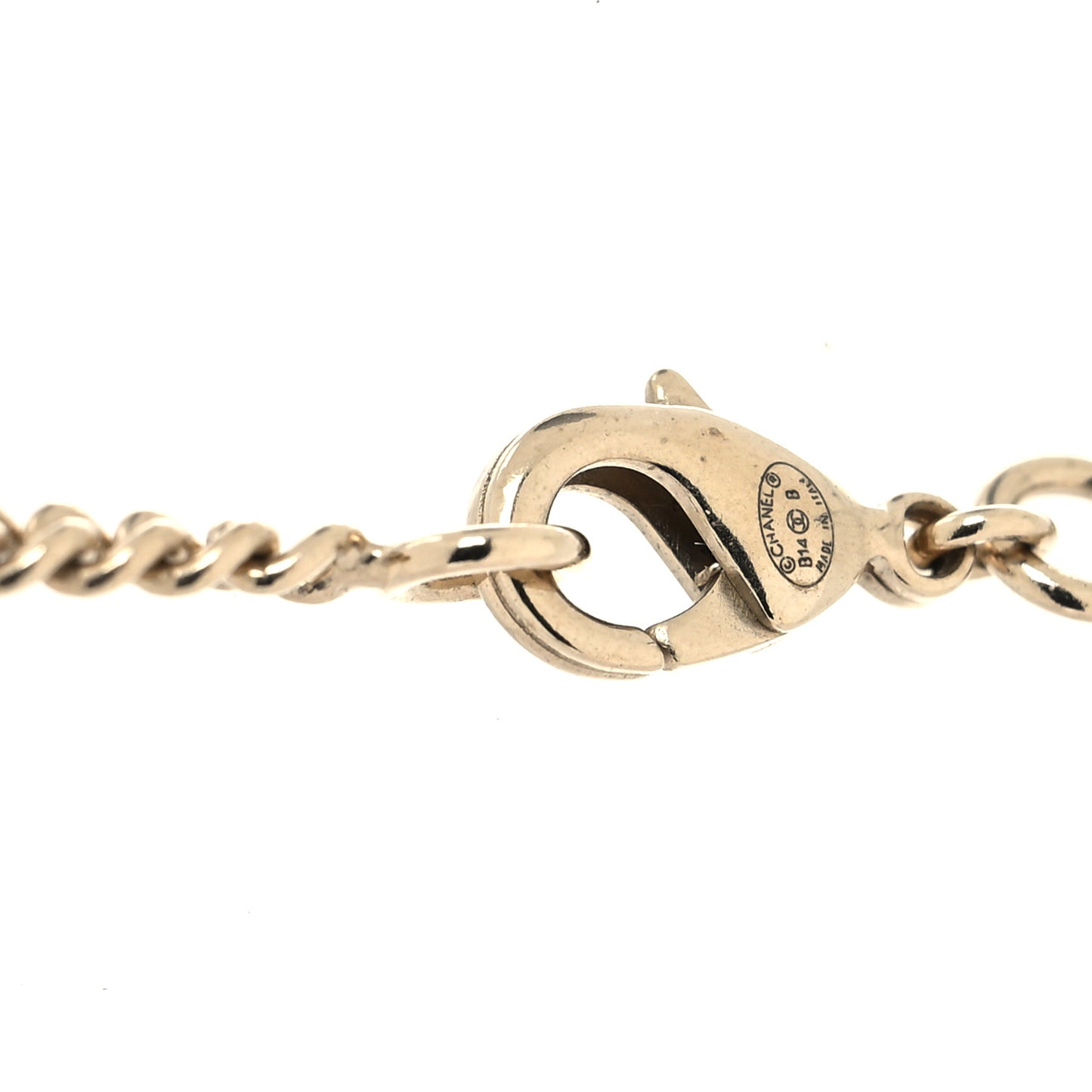 Crystal Pearl CC Pendant Necklace Gold