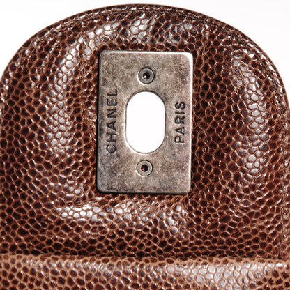 Chanel Grained Calfskin Quilted Maxi Elastic Flap Brown 6 of 8