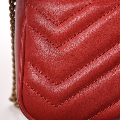 Gucci Calfskin Matelasse Super Mini GG Marmont Shoulder Bag Hibiscus Red 10 of 11
