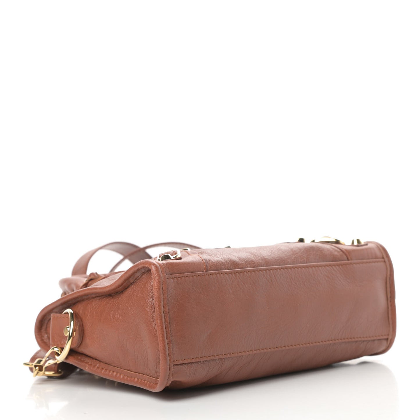 Agneau Classic Gold Hardware Mini City Marron Cognac