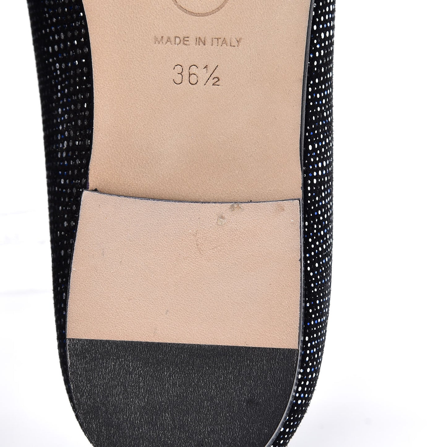 Fantasy Goatskin Patent Calfskin CC Cap Toe Ballerina Flats 36.5 Black Blue