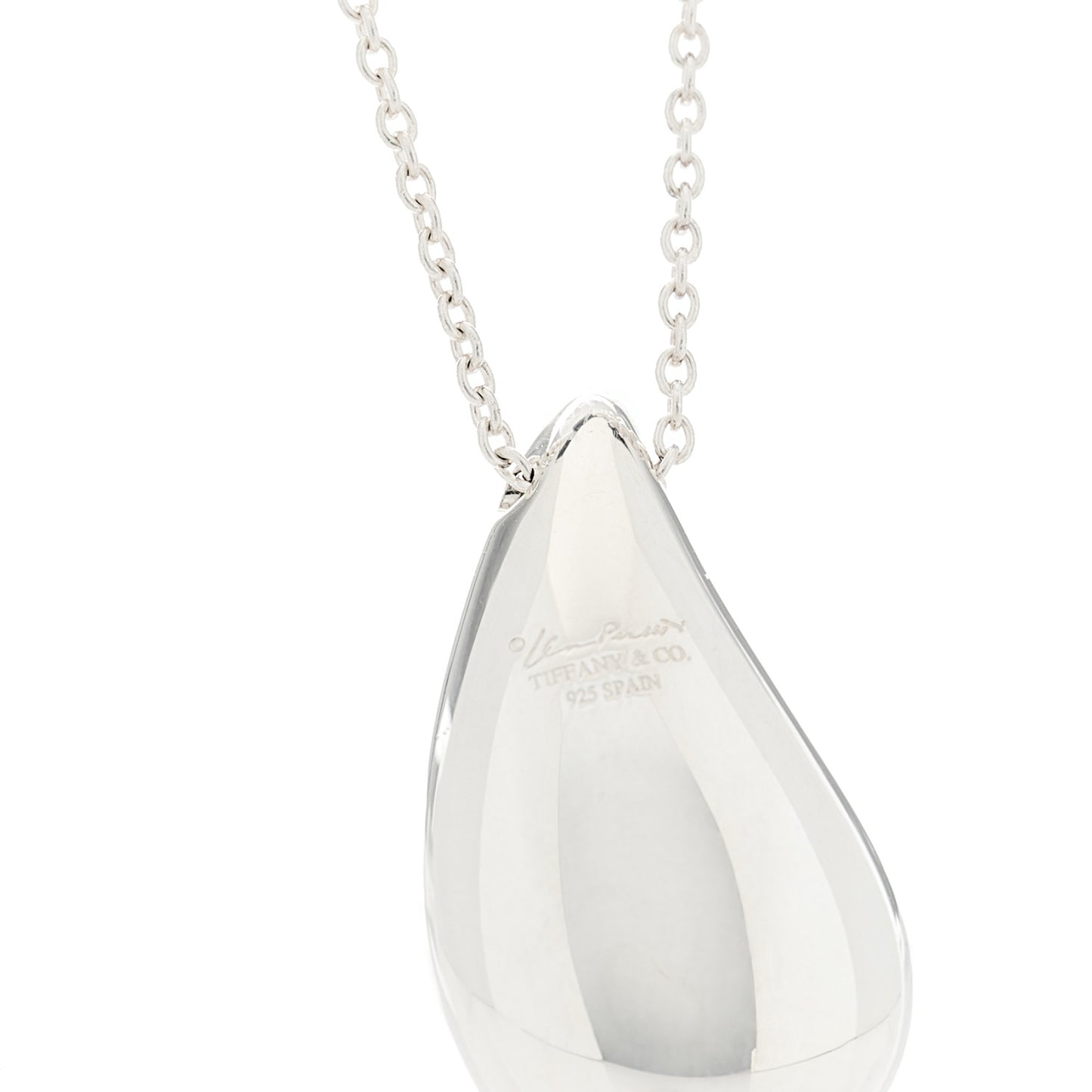 Sterling Silver 22mm Elsa Peretti Teardrop Pendant Necklace