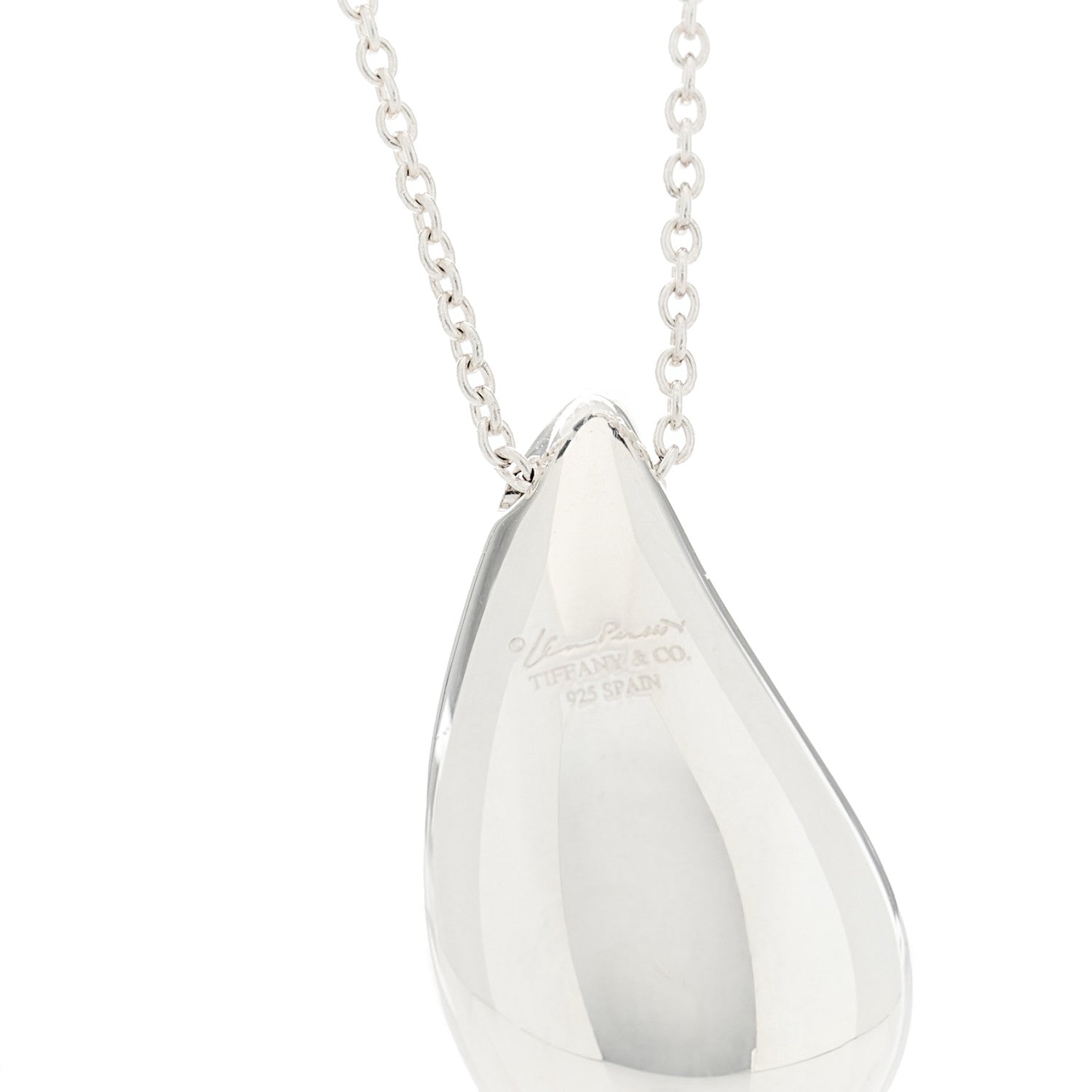 Tiffany Sterling Silver 22mm Elsa Peretti Teardrop Pendant Necklace 5 of 5