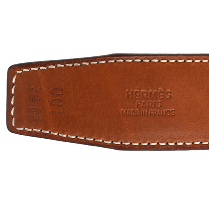 Hermes Barenia Box Belt 100 Fauve Black 6 of 6