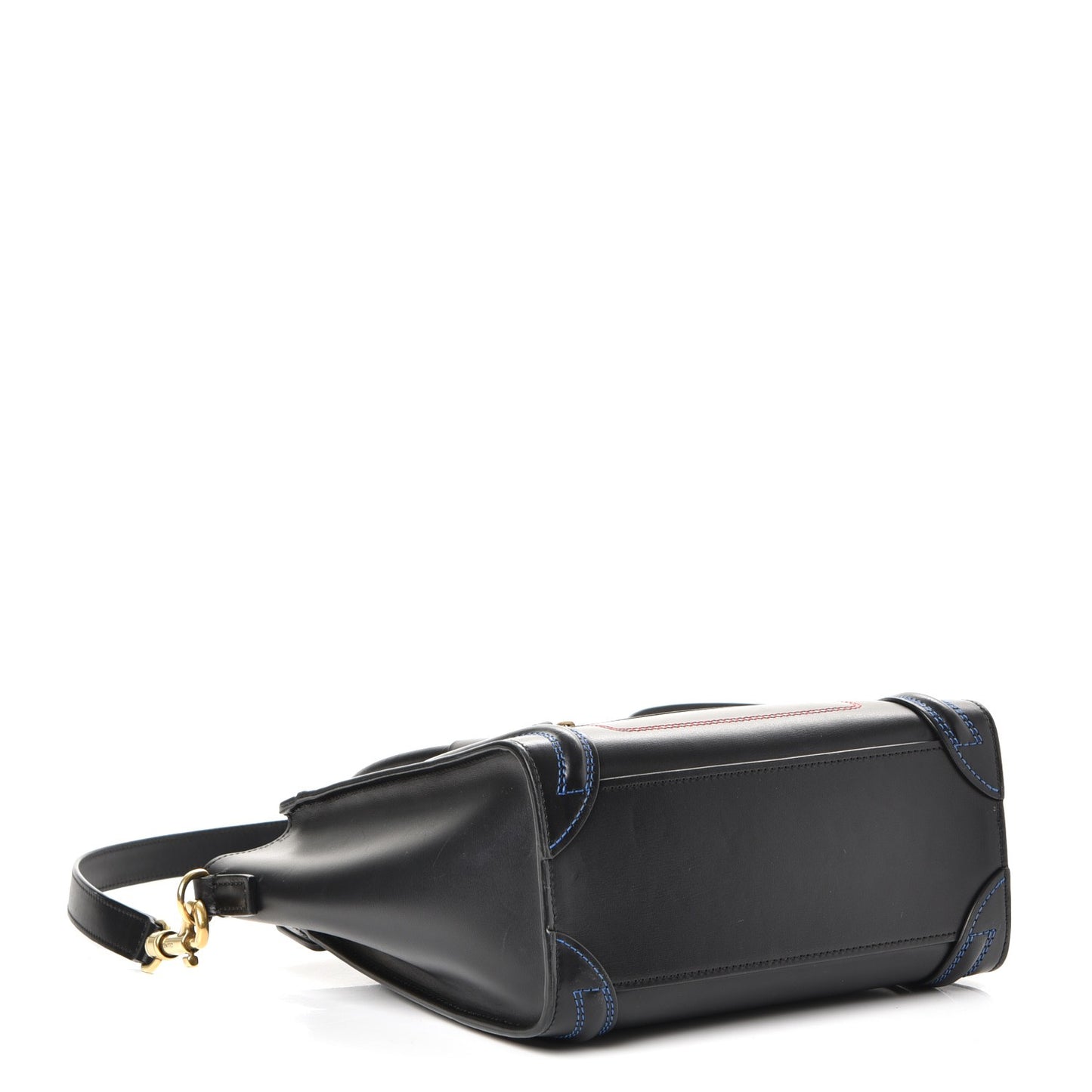 Smooth Calfskin Multicolor Double Stitching Nano Luggage Black