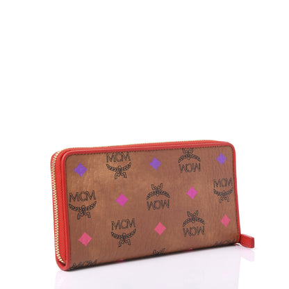 MCM Skyoptic Visetos Zip Around Wallet Cognac Red 2 of 9