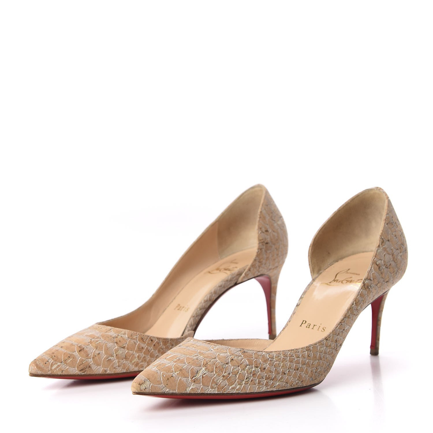 Christian Louboutin Liege Embossed Iriza 70 Pumps 35 Beige 3 of 11