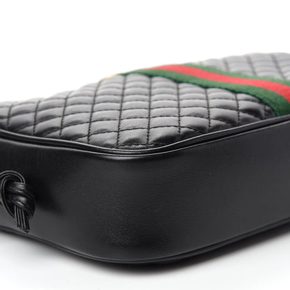 Gucci Calfskin Web Trapuntata Small GG Shoulder Bag Black 6 of 10