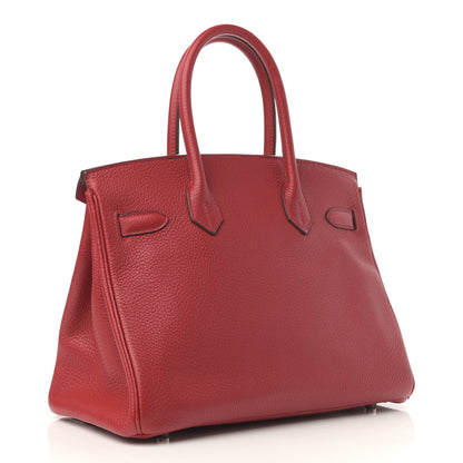 Hermes Taurillon Clemence Birkin 30 Rouge Casaque 3 of 10