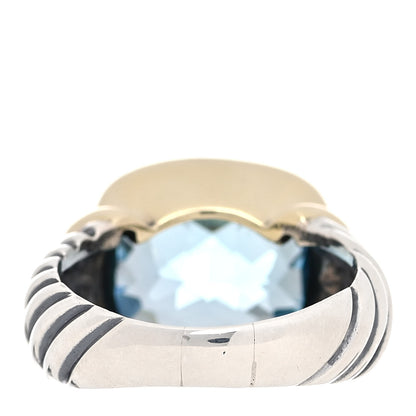 David Yurman Sterling Silver 14K Yellow Gold Blue Topaz 14mm Noblesse Ring 57 8 4 of 7