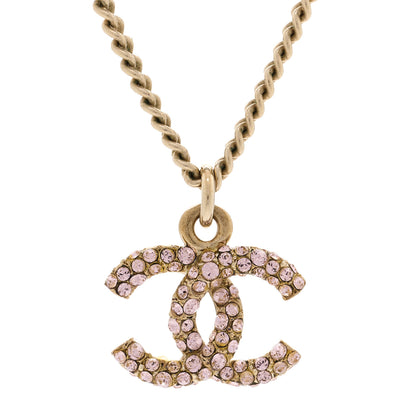 Chanel Crystal CC Pendant Necklace Purple Light Gold 4 of 5