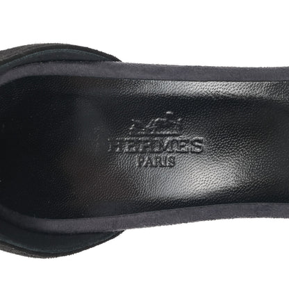 Hermes Suede Goatskin Crystal Premiere 105 Sandals 39 Black 6 of 12