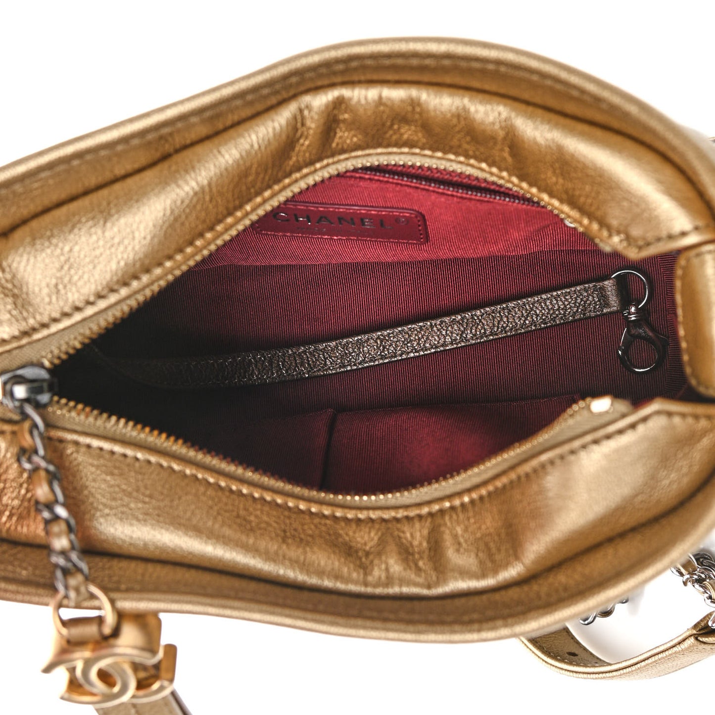 Metallic Goatskin Quilted Small Gabrielle Hobo Gold Bronze