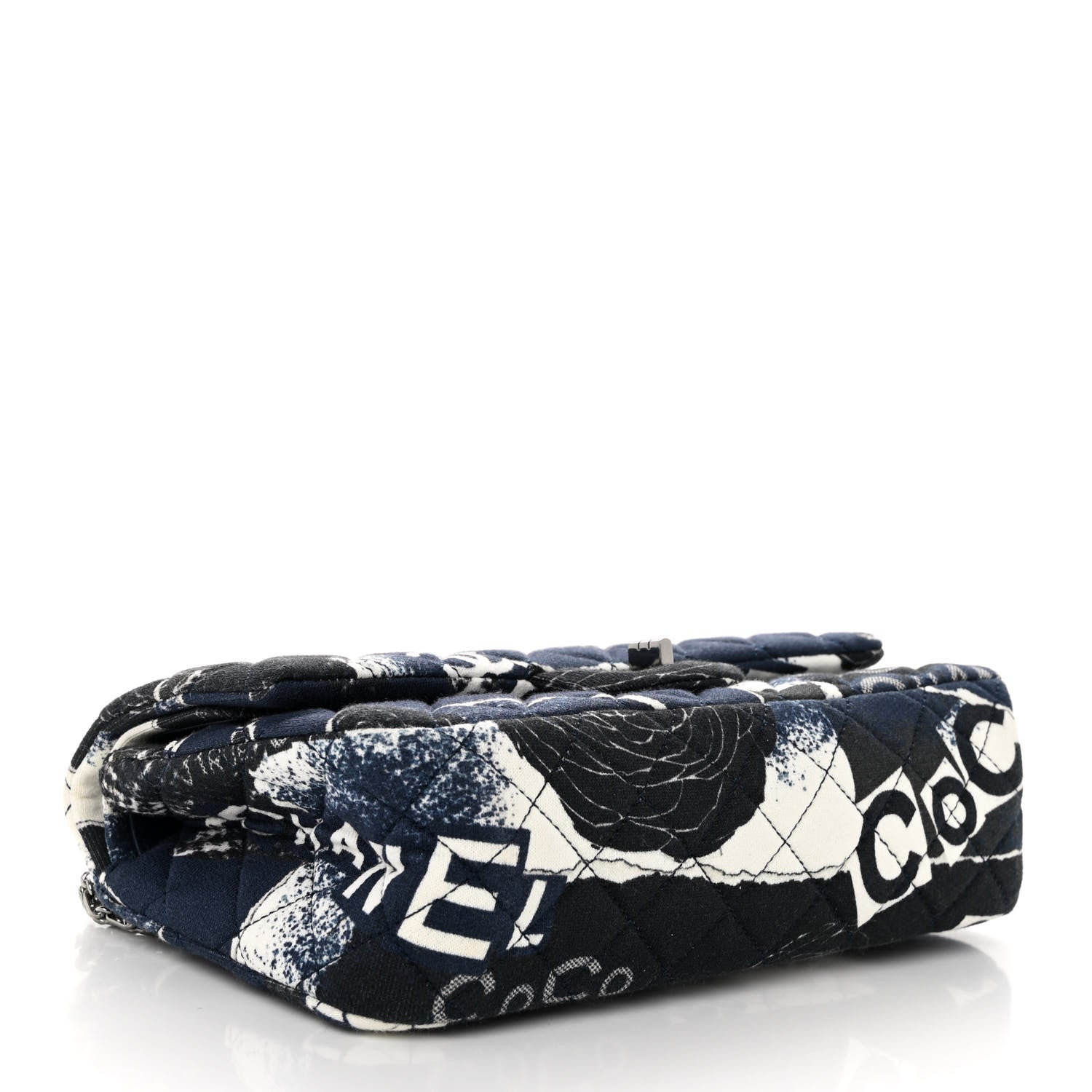 Chanel Jersey Quilted Camellia 2.55 Reissue 225 Flap Navy Blue 4 of 9