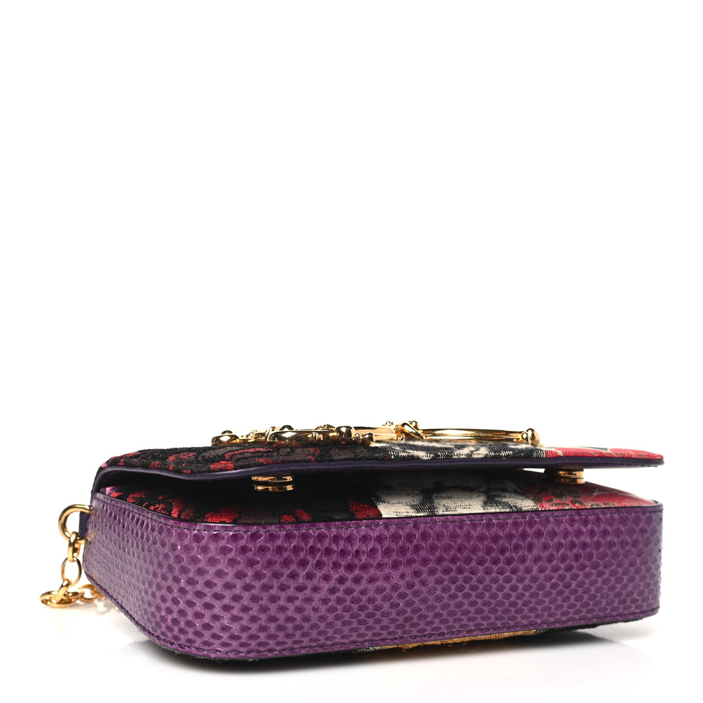 Patchwork Snakeskin Brocade DG Girls Chain Shoulder Bag Multicolor