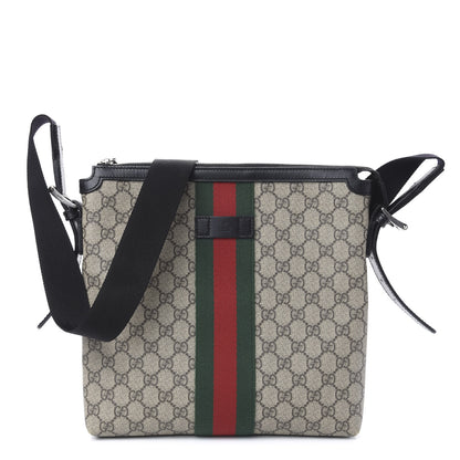 Gucci GG Supreme Monogram Web Messenger Bag Black 1 of 10