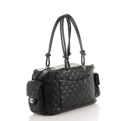Chanel Calfskin Quilted Large Cambon Multipocket Reporter Black White 3 of 10