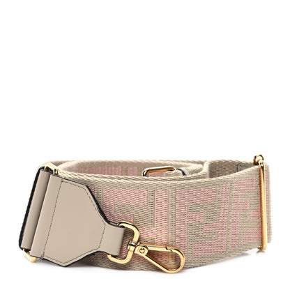 Fendi Jacquard Ribbon Vitello King FF Bi-Color Intreccio Adjustable Strap You Corda Rosa 1 of 4