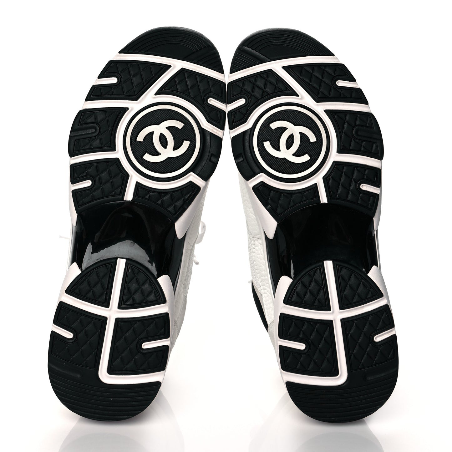 Mesh Suede Calfskin Grained Calfskin Womens CC Sneakers 41 White Black