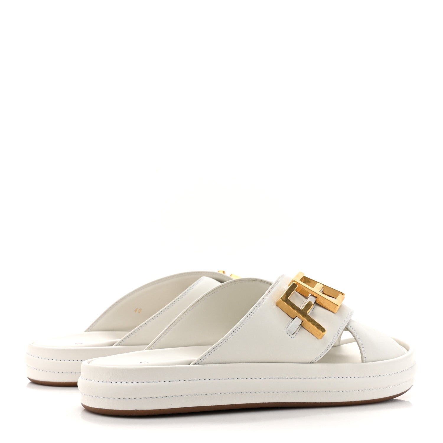 Fendi Vitello Womens Fendigraphy Slide Sandals 40 White Ice 5 of 11