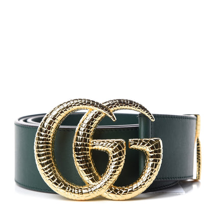 Gucci Calfskin Lizard Double G 50mm Belt 105 42 Vintage Green 1 of 6