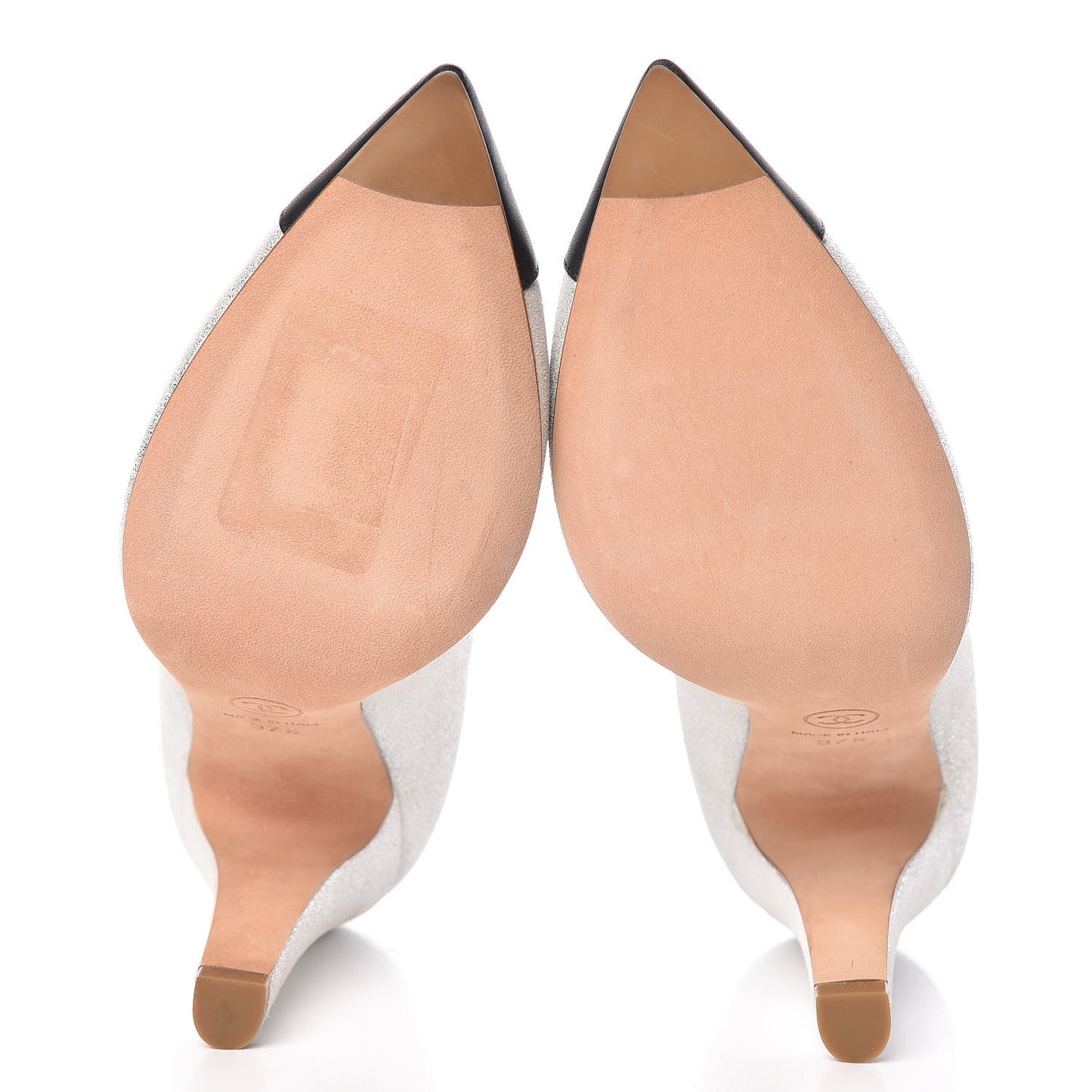 Metallic Lambskin Cap Toe CC Pumps 37.5 Silver Black