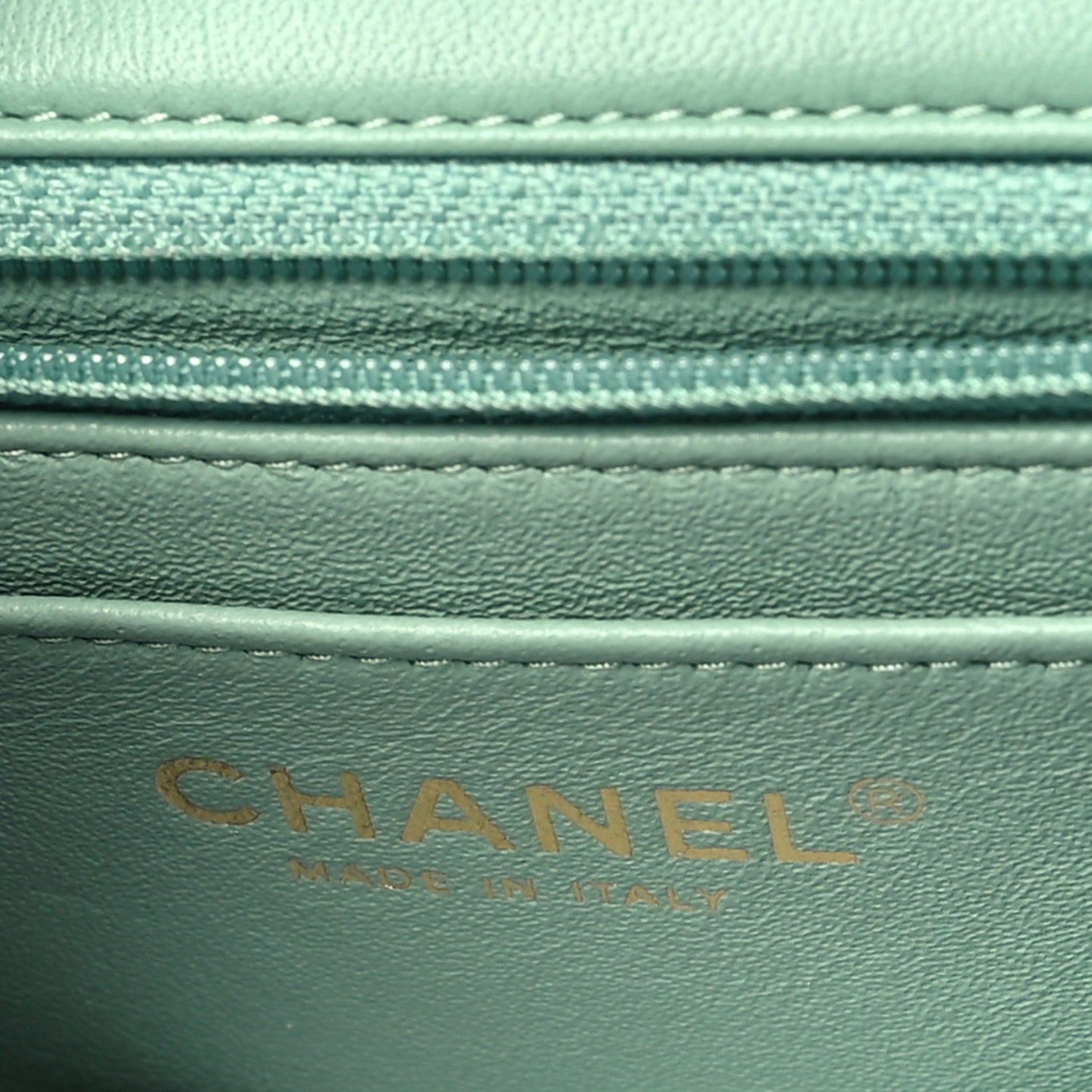 Lambskin Quilted Mini Rectangular Flap Light Green