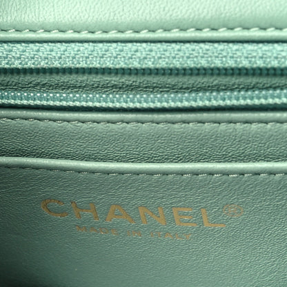Chanel Lambskin Quilted Mini Rectangular Flap Light Green 6 of 10