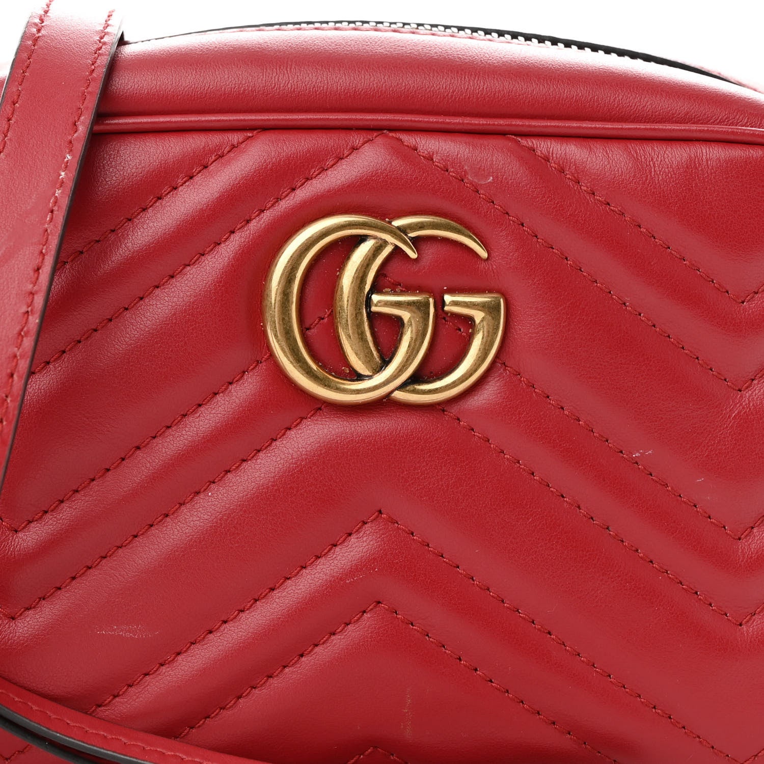 Gucci Calfskin Matelasse Mini GG Marmont Chain Shoulder Bag Hibiscus Red 8 of 14