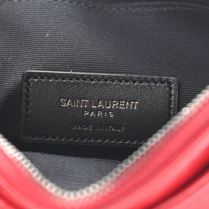 Saint Laurent Crinkled Calfskin Matelasse Niki Bill Pouch Red 6 of 6