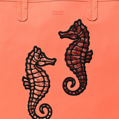 Goyard Goyardine Embroidered Seahorse Reversible Anjou PM Coral 14 of 16