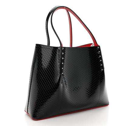 Christian Louboutin Calfskin Snake Embossed Spikes Small Cabarock Black 3 of 11