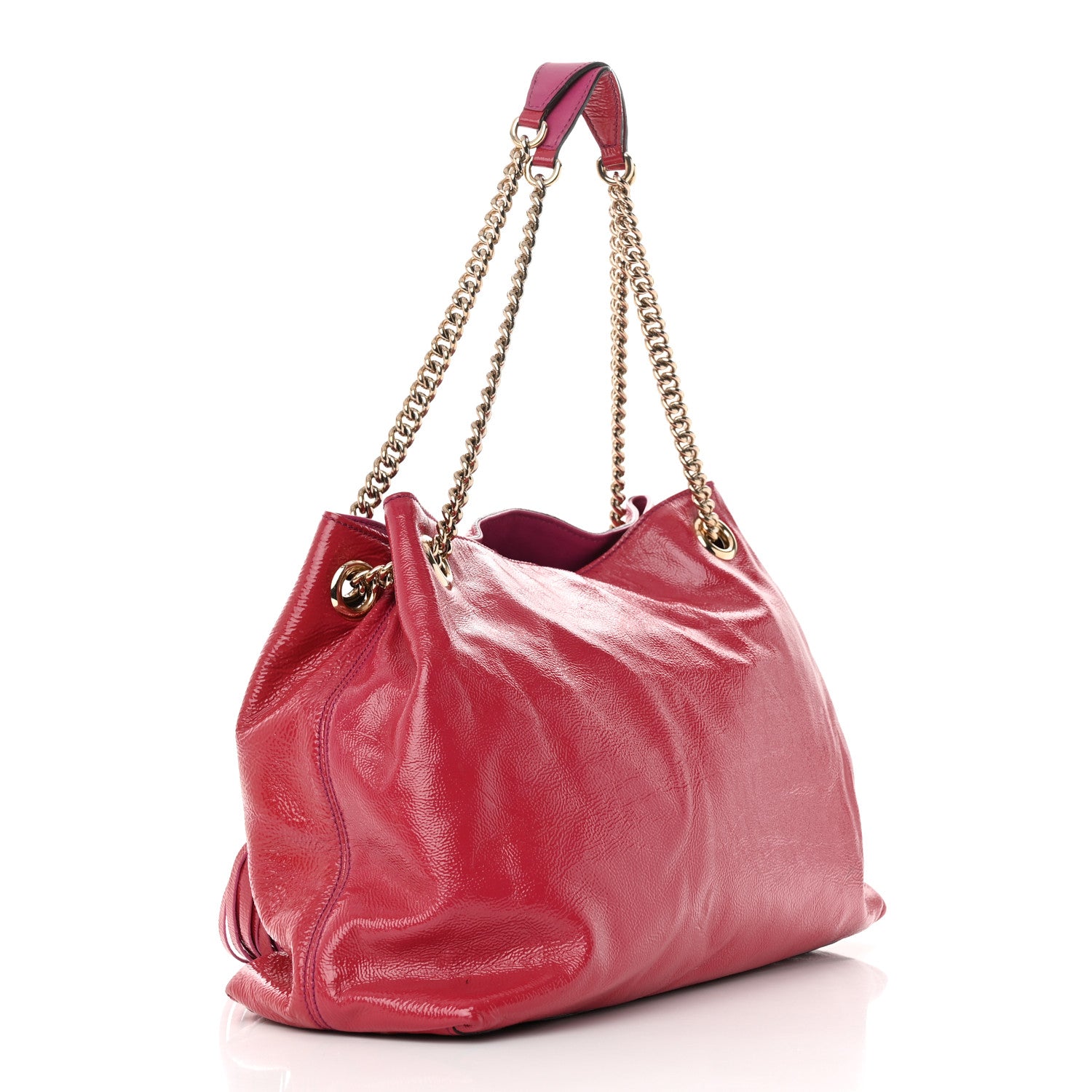 Gucci Vernice Naplack Medium Soho Chain Shoulder Bag Bright Bouganville 3 of 21
