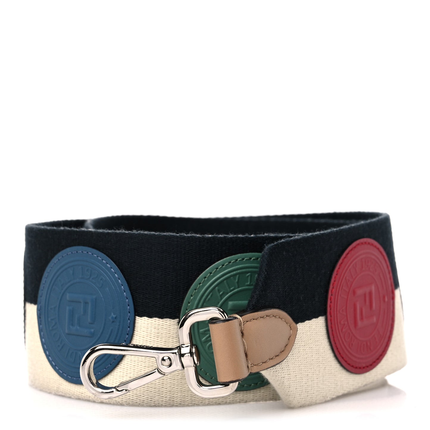Canvas Calfskin Fendi Strap You Beige Black Multicolor