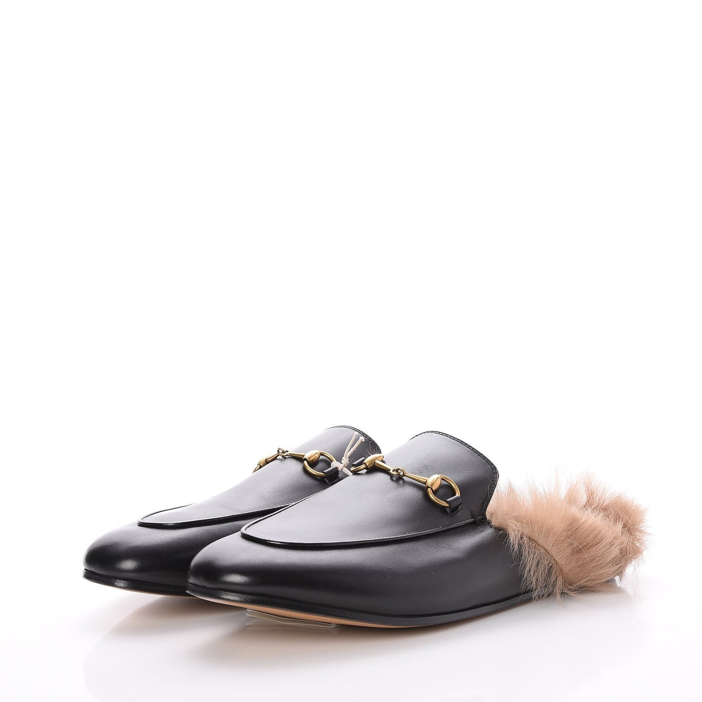 Calfskin Fur Princetown Slippers 42 Black