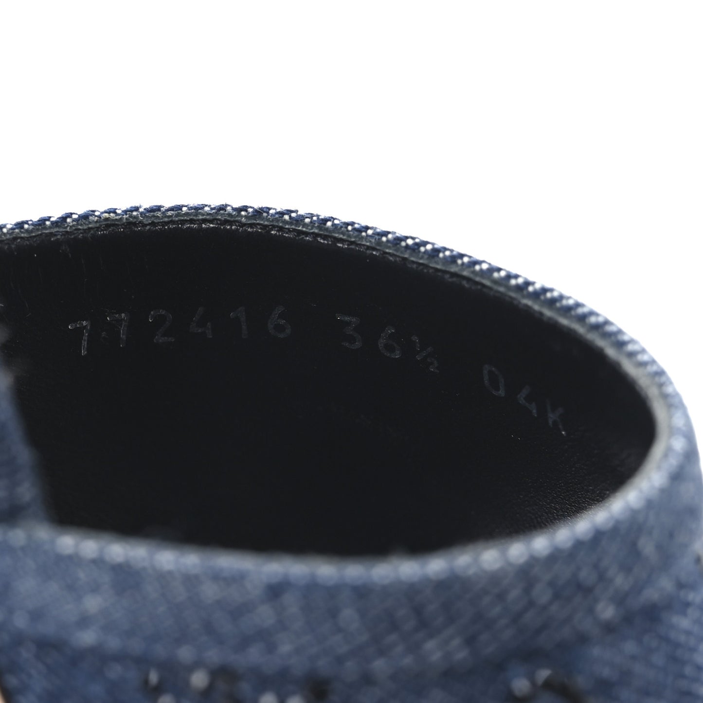 Denim Crystal GG Monogram Mules 36.5 Blue