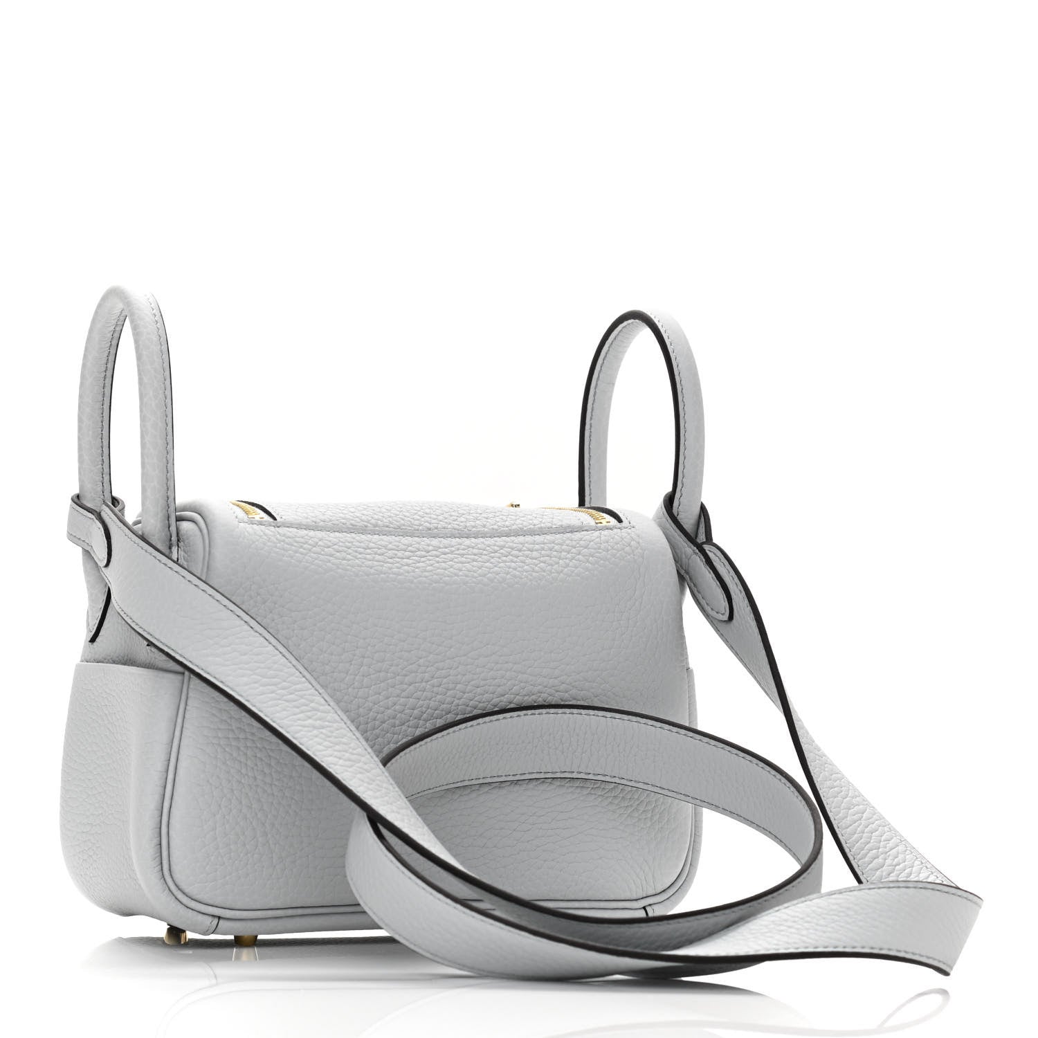 Hermes Taurillon Clemence Mini Lindy 20 Bleu Pale 3 of 11