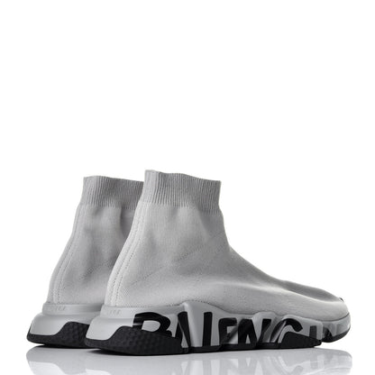 Balenciaga Recycled Knit Mens Speed Graffiti Sneakers 44 Grey Black 4 of 7